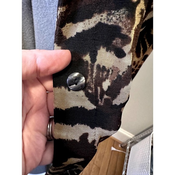 Chico's Traveler Liquid Knit Animal Print Slinky Button Up Duster/Dress, Sz M/8 - Picture 9 of 16